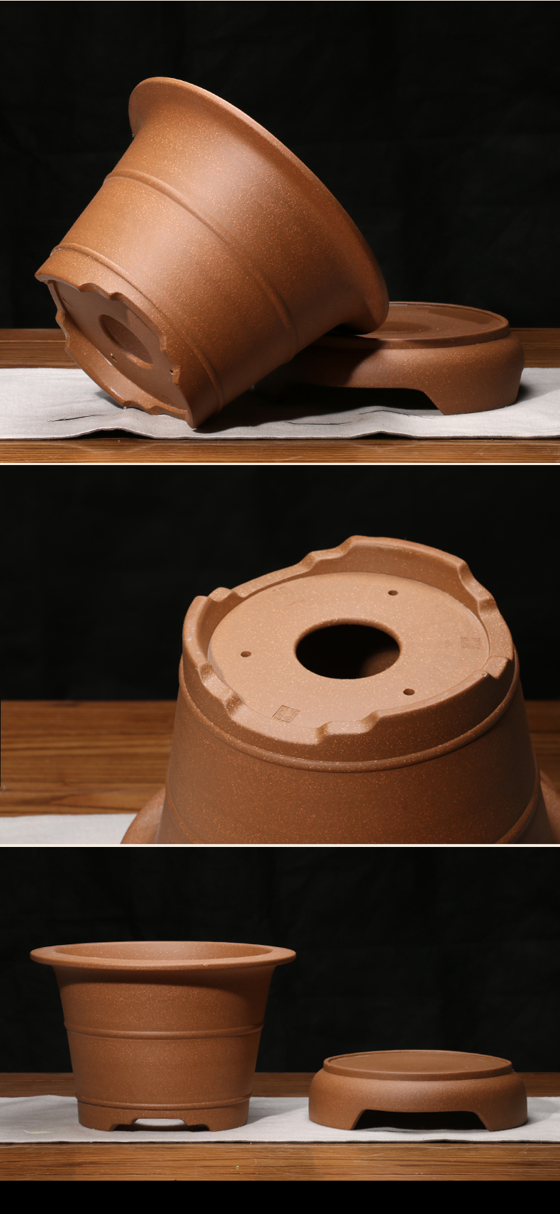 神力 紫砂花盆古典精品手工马晓艳制作老黄金段泥兰花绿植花盆 众芳盆