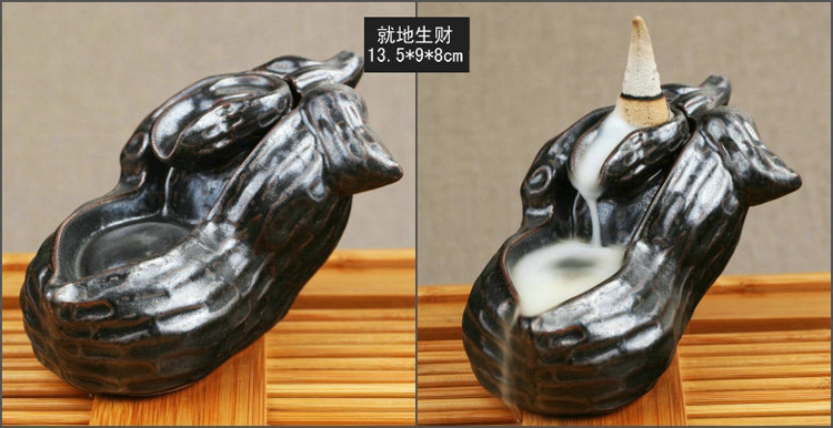 
                                        芳夕 烟倒流香炉 锥香沉檀塔香陶瓷香薰焚香炉 香道 一路莲升                