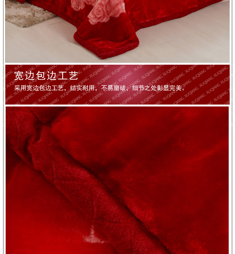 
                                        旭蔷家纺 床上用品 秋冬厚毯子加厚毛毯双人盖毯 超柔拉舍尔冬厚毯 长毛-650紫红 200*240                