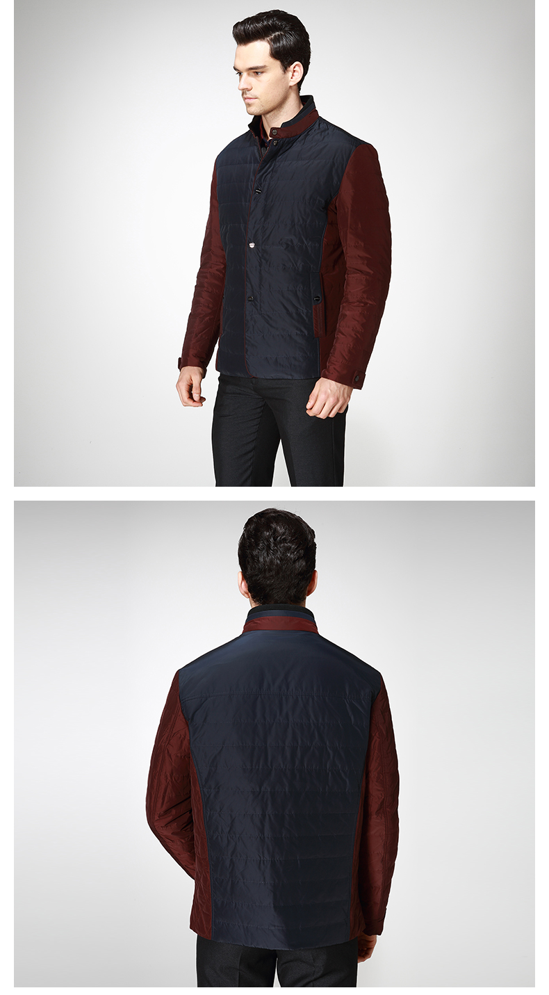 劲霸男装k-boxing 时尚撞色拼接男士秋季薄款羽绒服|frdy3349 深兰绿