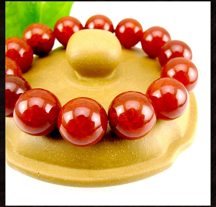 相石缘帝王红级龙纹玛瑙手链男天然红玛瑙手串男款16mm本命年红绳