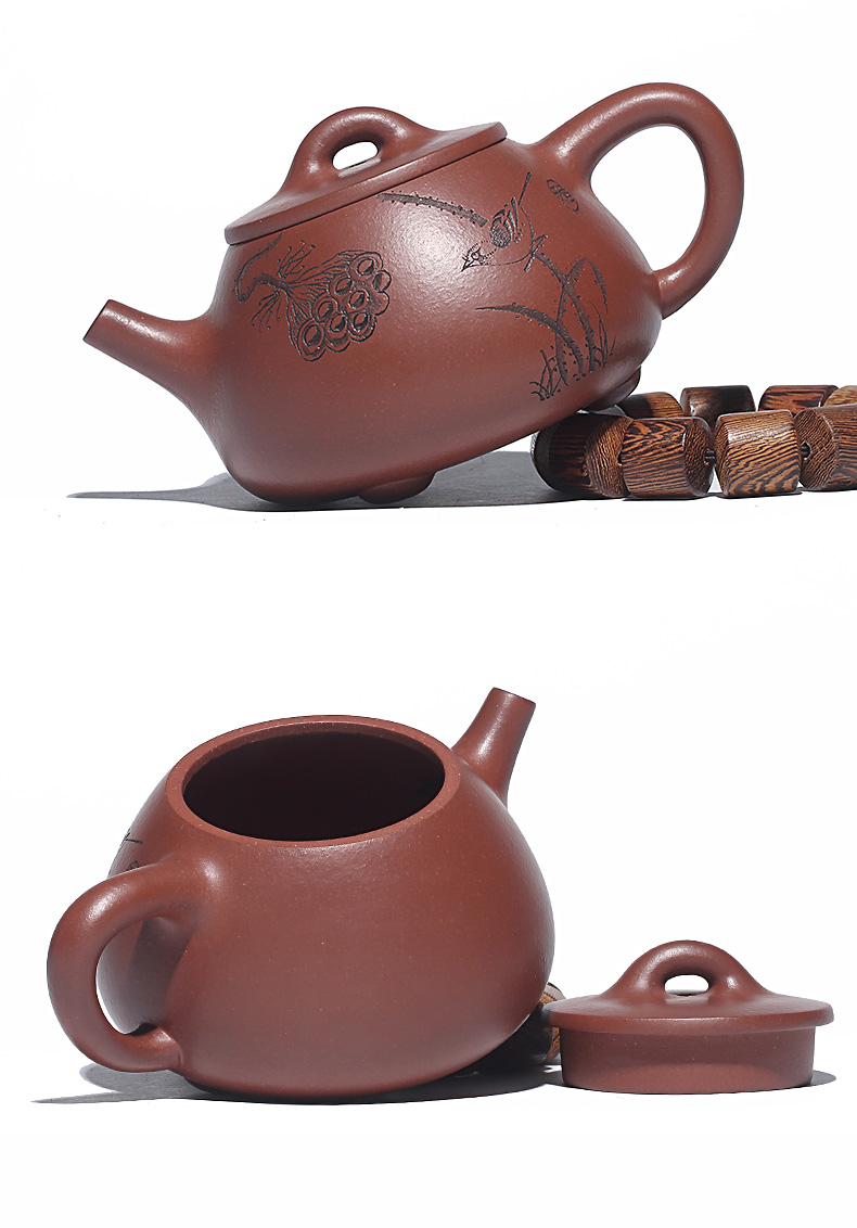 藏壶天下宜兴紫砂壶戴晨光9孔全手工茶壶家藏老底槽青石瓢金莲生香