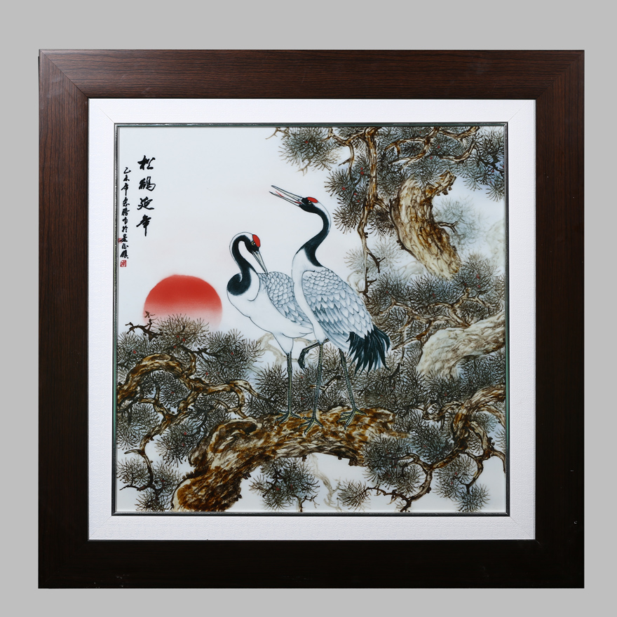 古月老人 周惠胜 作品 松鹤延年瓷板