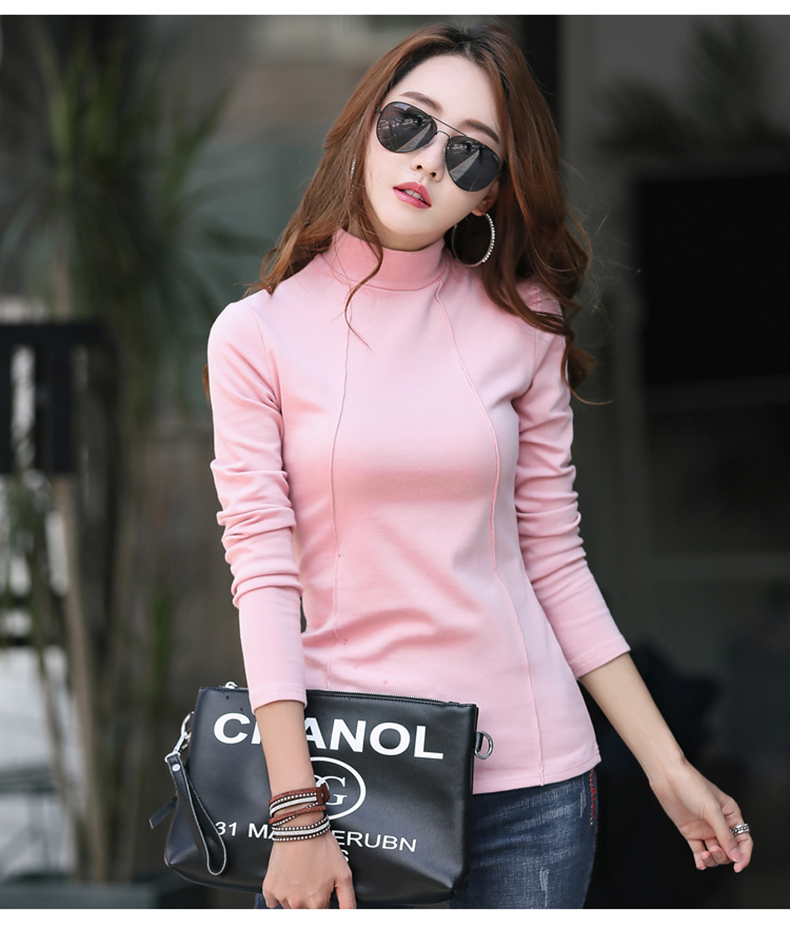 芭藜造者高领打底衫女加绒外穿长袖2019新品女装修身显瘦秋衣t恤女士