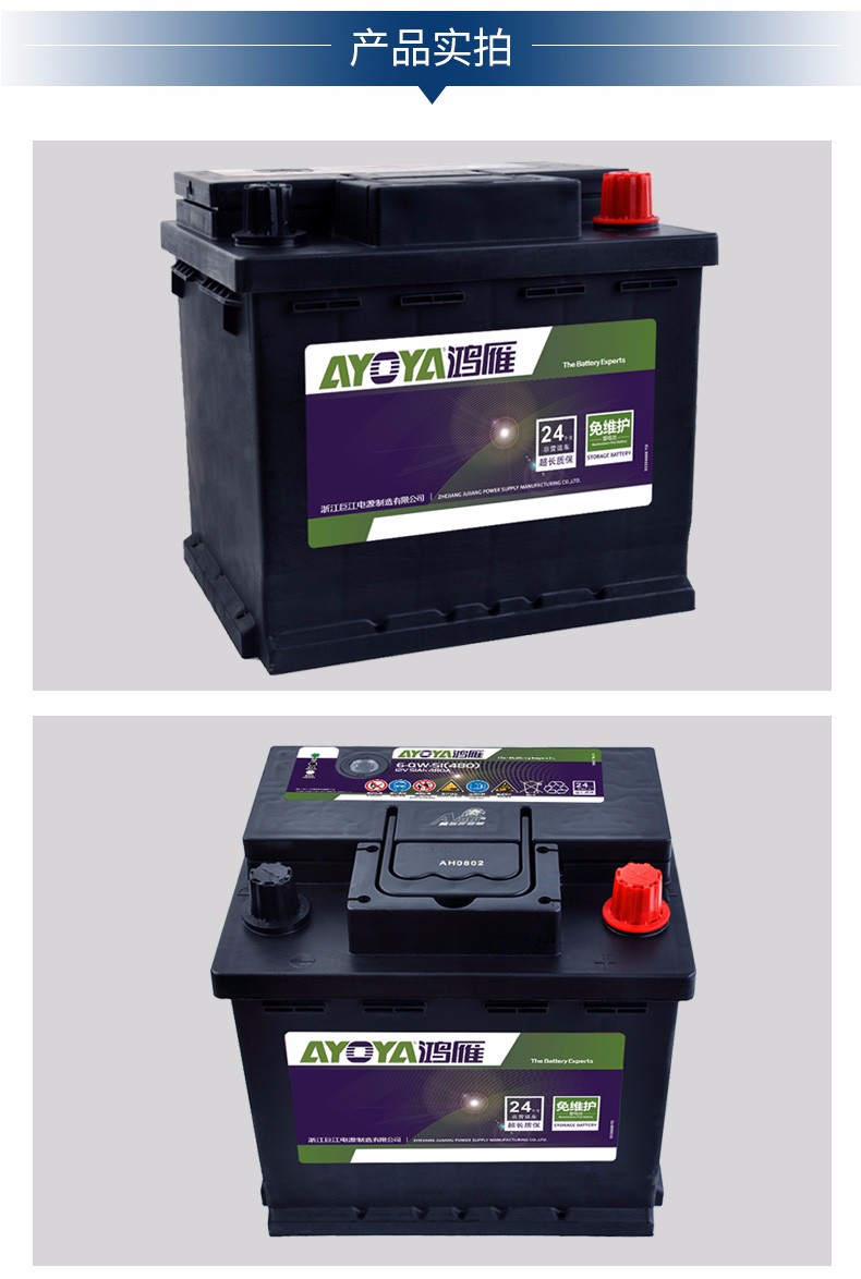 维修保养 蓄电池 鸿雁(ayoya) 鸿雁汽车电瓶6-qw-45适用于雅阁crv锋范