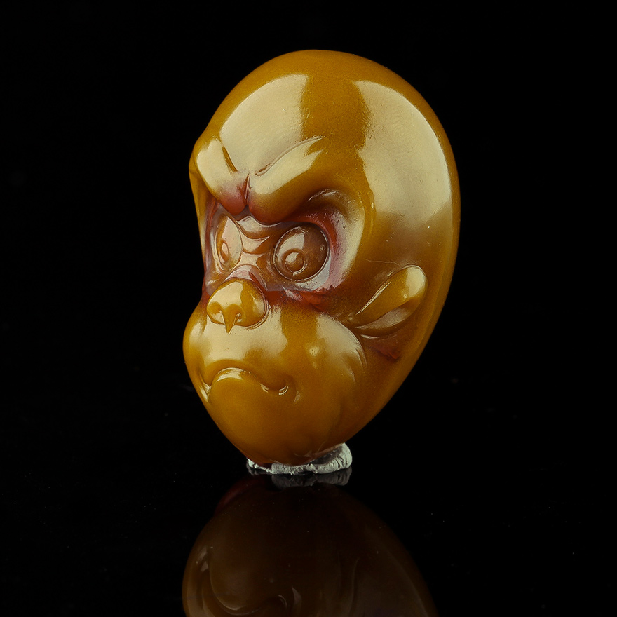 省级玉雕大师张松甫宣化上谷战国红《猴》27.6g