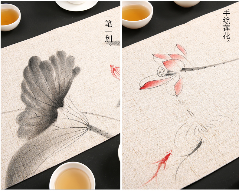 融俊桌旗手绘茶席新中式棉麻布禅意茶台布艺茶垫茶桌布茶旗茶布茶巾