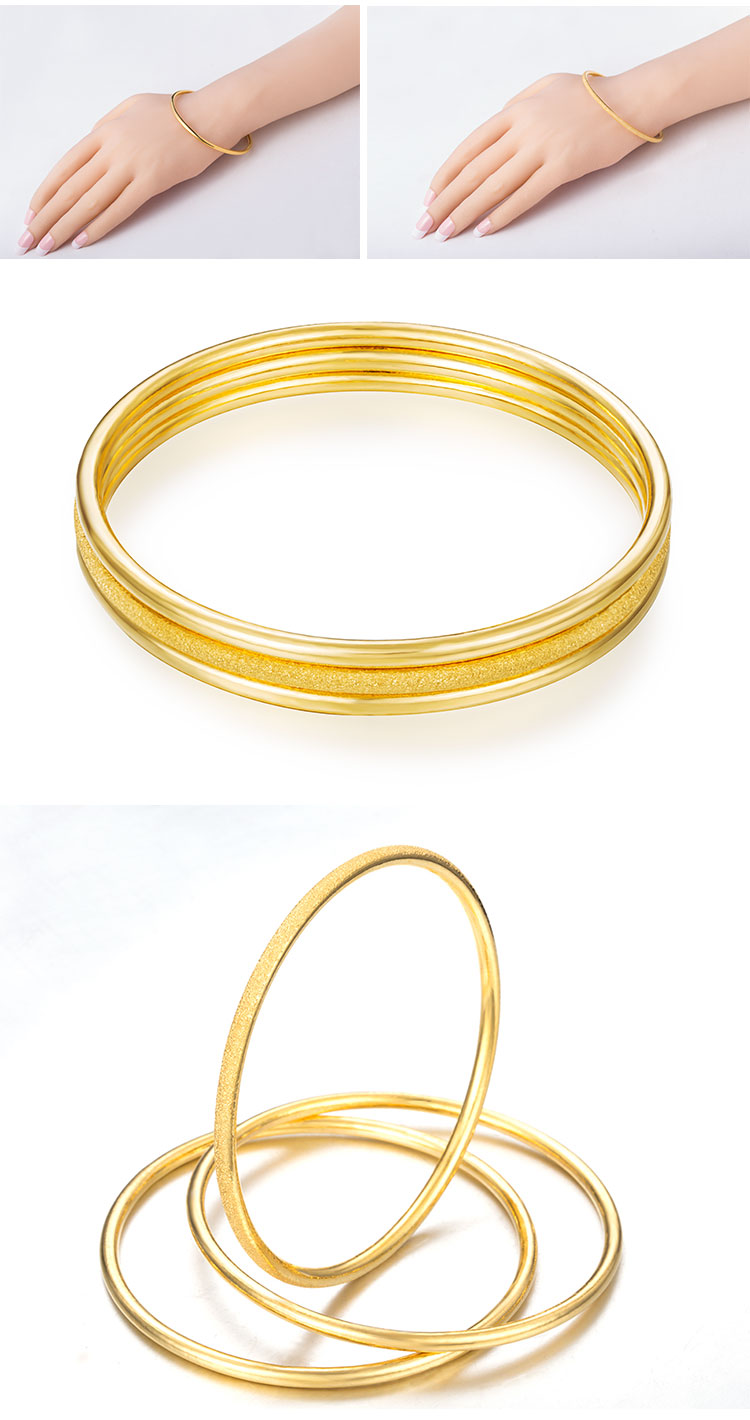 周爱福 黄金手镯足金手环女款线镯可组合光面磨砂手镯 磨砂手镯 11g