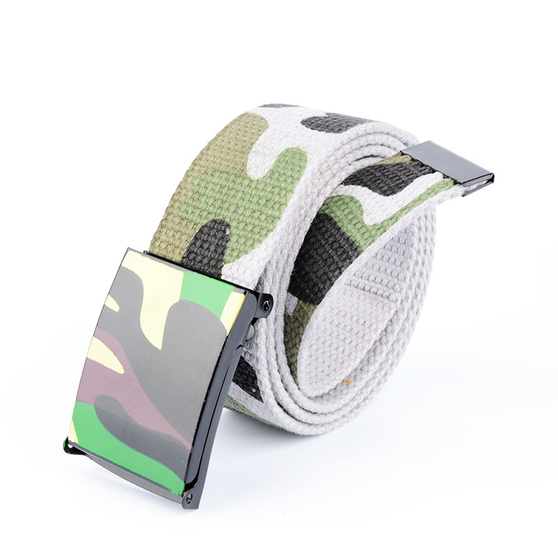 高中大学生军训皮带男女生迷彩帆布腰带青少年嘻哈皮带潮 卡其迷彩