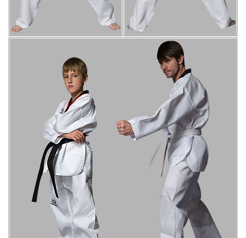 儿童成人跆拳道服长袖短袖纯棉男女跆拳道服装训练服 竞派道服 绿蓝带