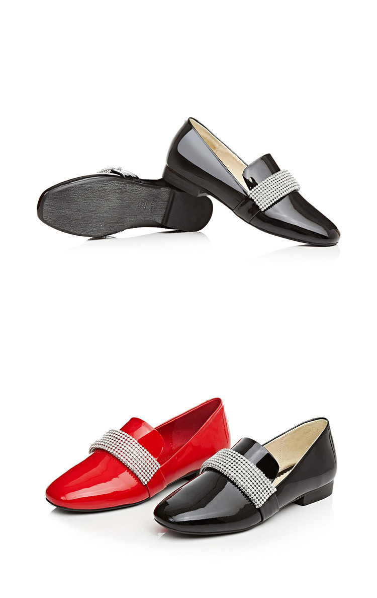 轻奢时尚品牌 法玛莎2016春夏新款女鞋皮单鞋方头低跟粗跟时尚水钻