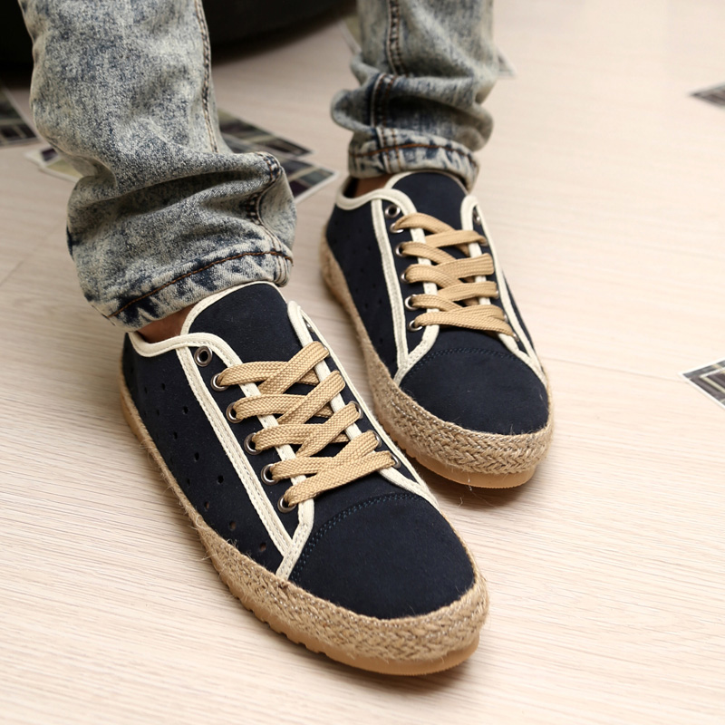 尚倍 镂空洞洞板鞋男夏季新品低帮透气休闲鞋学生时装潮鞋韩版草编鞋