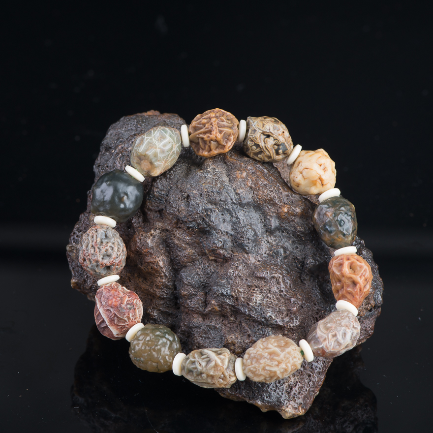 善玉缘阿拉善玛瑙《筋脉玛瑙手串》34.3g【天工艺品】