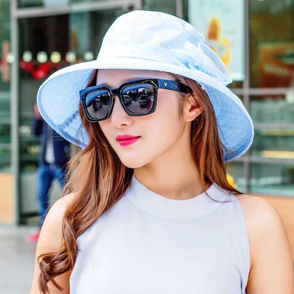 韩蔻(korikoo)2016新款 女士夏天防晒渔夫帽度假休闲沙滩帽凉帽防紫外