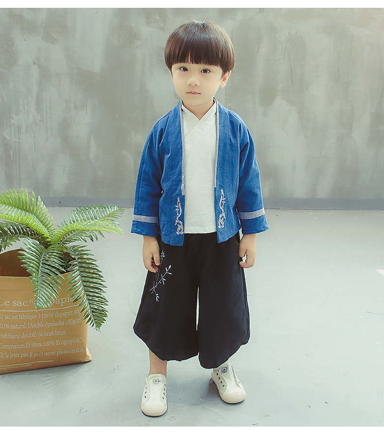 2021春秋季新款儿童汉服2-8岁男孩唐装复古民族风三件套幼小童古装