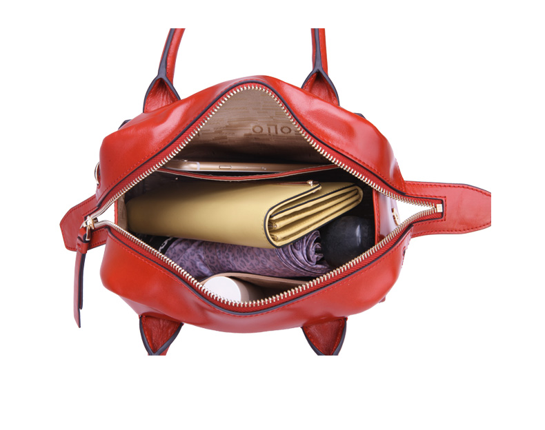 folio/弗里欧 女士手提包 牛皮女包单肩包 时尚复古斜挎包 女 黑色