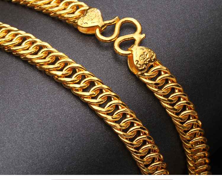 香榭丽珠宝 足金马鞭项链霸气土豪男士黄金老板链