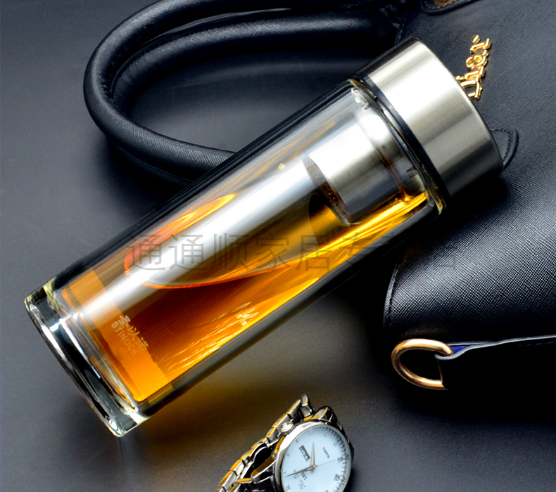 圣以诺玻璃杯 双层办公男女士礼品商务杯泡茶杯164系列 280ml 蓝色_ 7