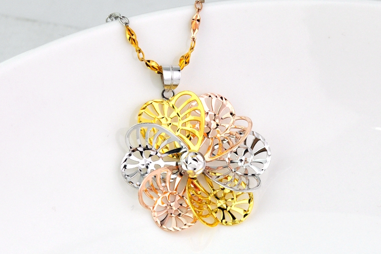 祥空925银花坠项链 女款彩银吊坠饰品 礼物