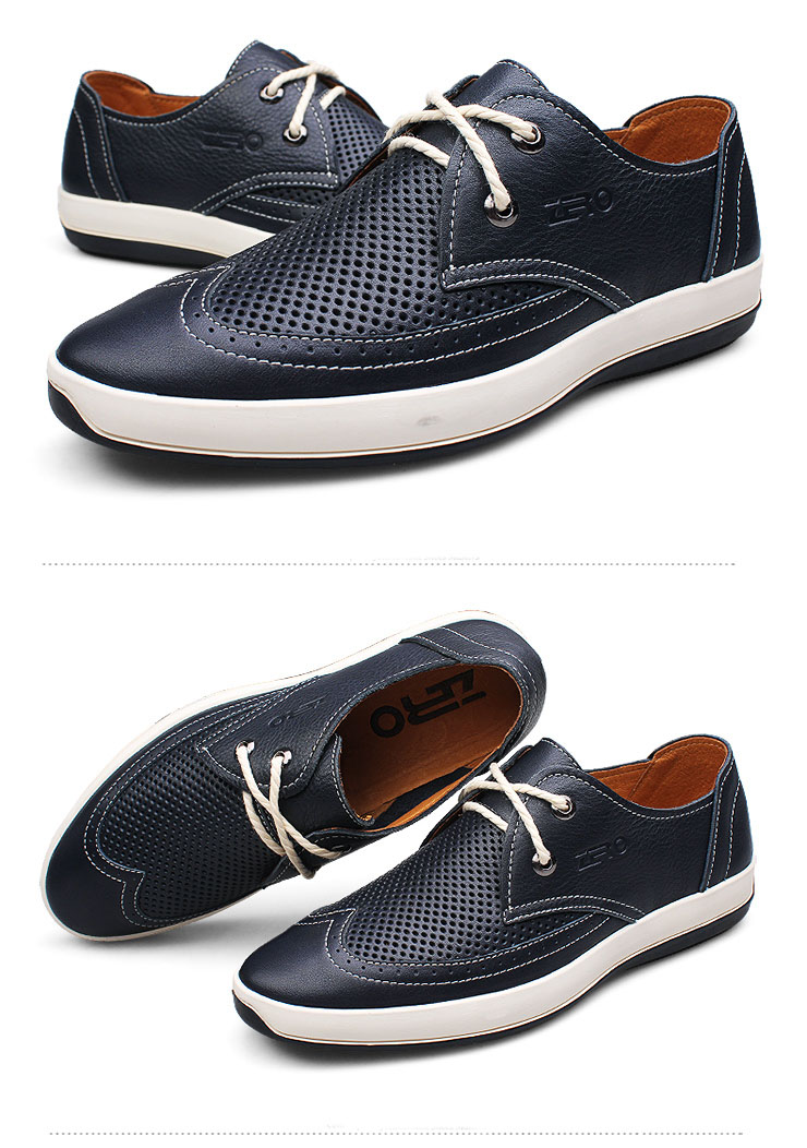 零度(zero)男士休闲鞋 手工拉线镂空皮鞋 商务休闲皮鞋 63982 蓝色 41