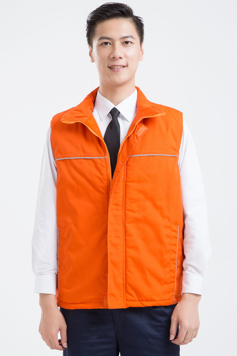 诺夫斯基秋冬工作服棉马甲男工程反光条马甲汽修仓库外卖工服棉马夹印