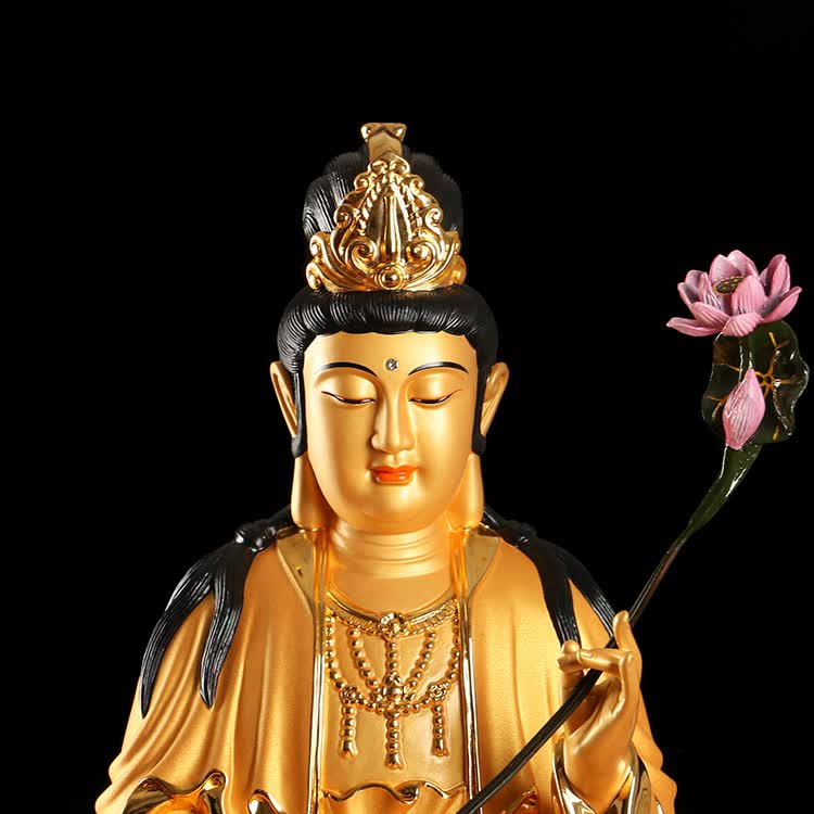 圆通工艺宝华西方三圣大势至菩萨纯铜客厅供佛摆件佛堂寺庙佛像19寸