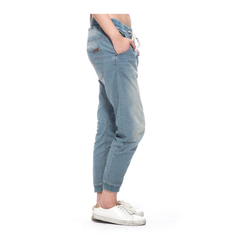 able jeans 春夏新品女款牛仔休闲系带浅色运动裤 宽松舒适 918185 蓝