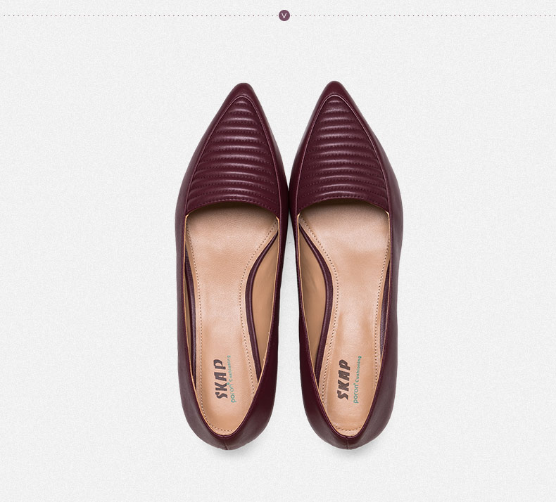 skap圣伽步欧美新款尖头浅口低跟单鞋女纯色舒适真皮通勤女鞋10611481