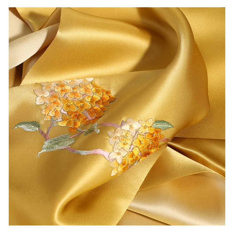 晨圈汇苏绣手工绣围巾丝巾丝绸双层旗袍披肩绣球花苏州刺绣母亲节妇女