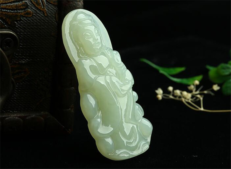 玉衔 和田玉观音吊坠 白玉雕刻立体菩萨挂件玉坠 男款玉石观音