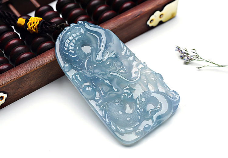 分期购xz9699果敢翡翠 冰种翡翠龙牌玉器生肖龙玉牌吊坠玉坠挂件