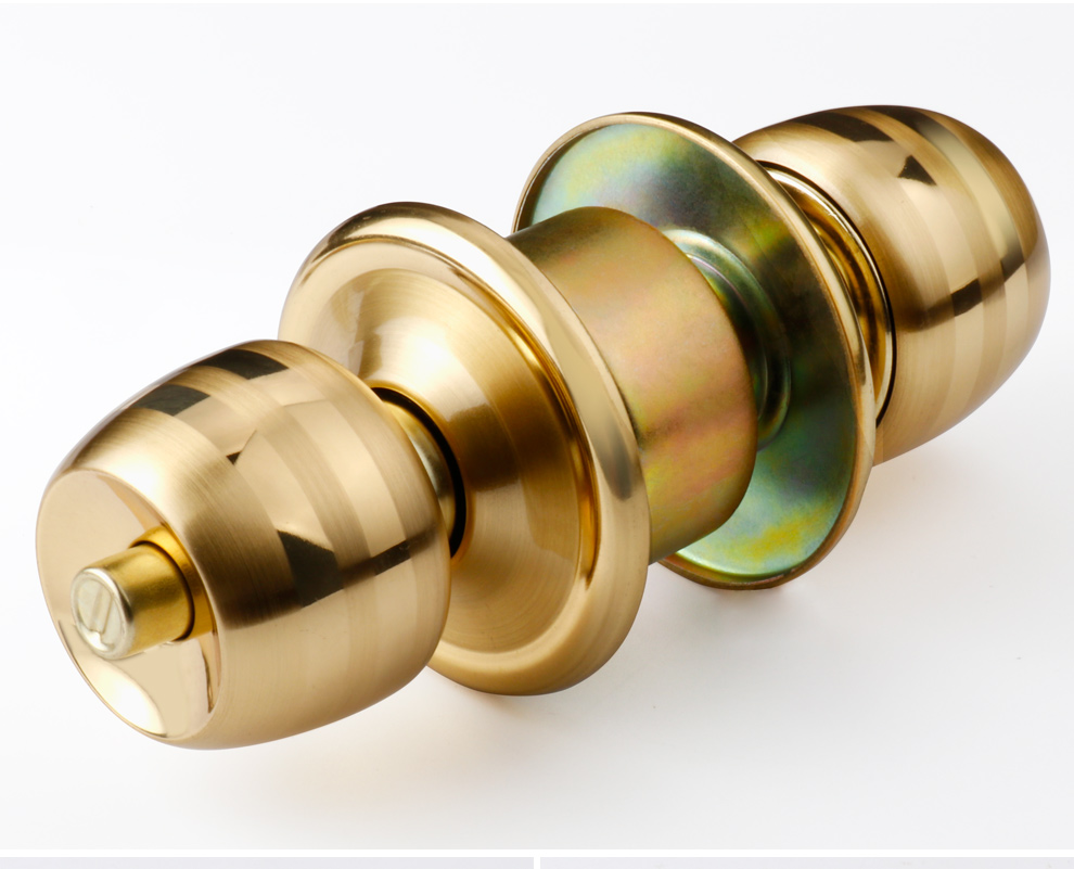 固特【gute】球形锁不锈钢卧室门锁室内卫生间圆球型锁铜锁芯 【钢色