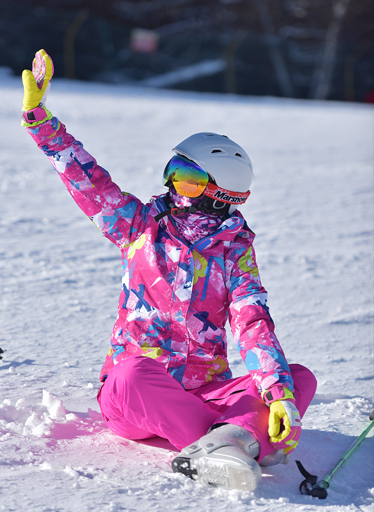 marsnow 女款滑雪服 单双板户外防风防水保暖加厚棉服 玫红 m