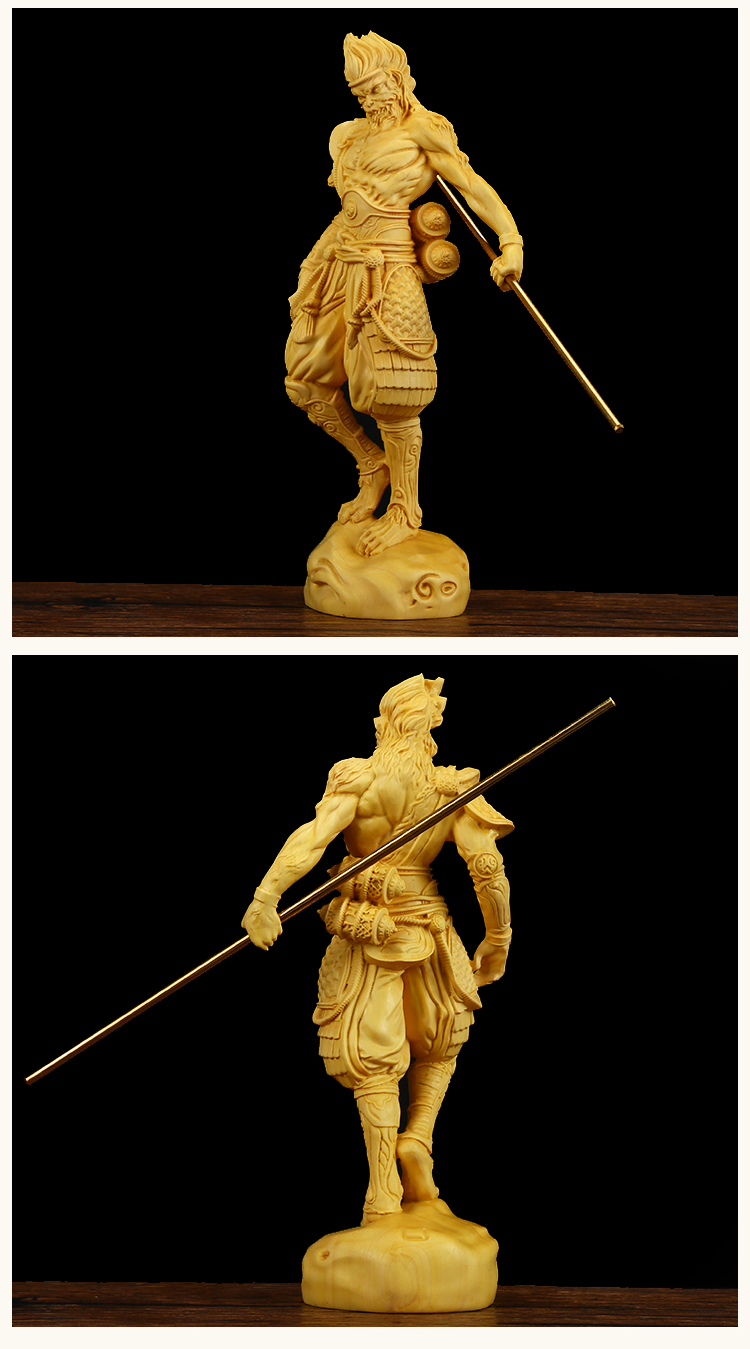 木雕工艺品中式黄杨木雕刻实木创意齐天大圣孙悟空摆件文玩手把件