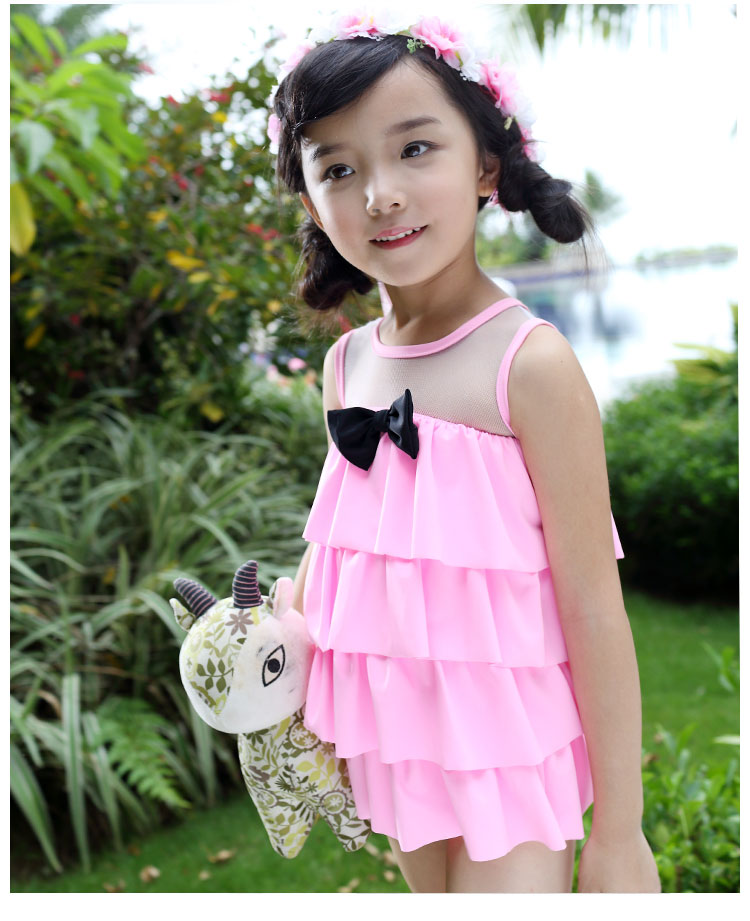 韩国儿童游泳衣女童女孩泳装公主比基尼宝宝分体裙式小中大童泳裤