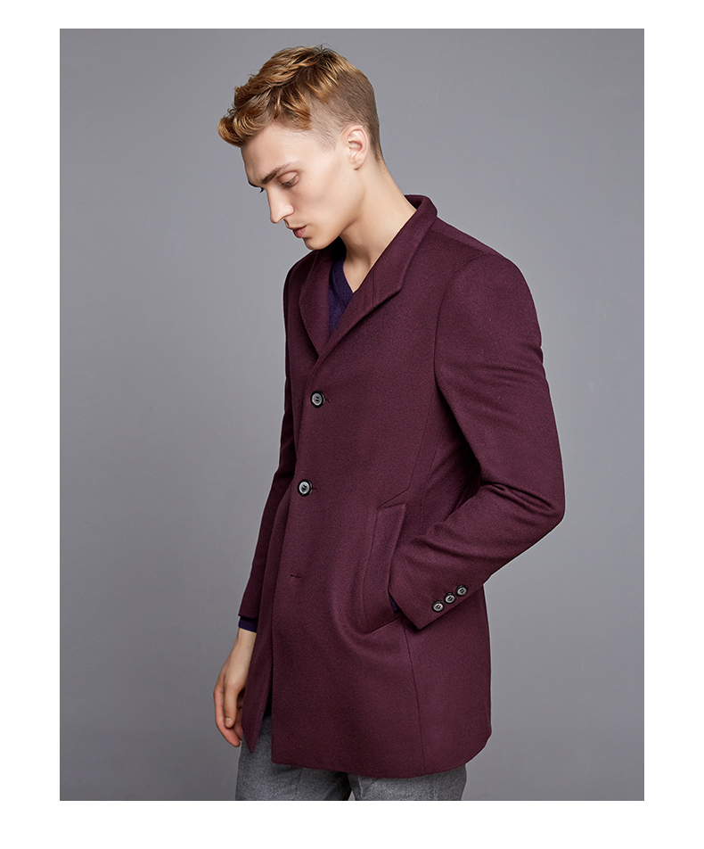 jodoll乔顿呢子大衣男单排扣百搭商务外套中长款山羊绒羊毛呢大衣深