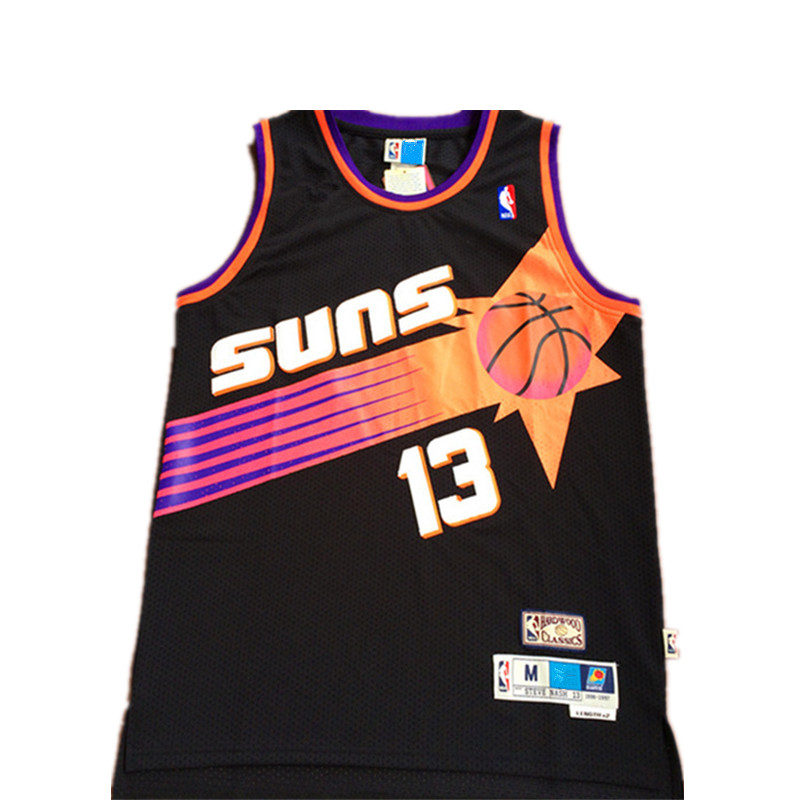 太阳队13号纳什nash复古黑色网眼刺绣球衣套装 黑色 xl码适合身高185