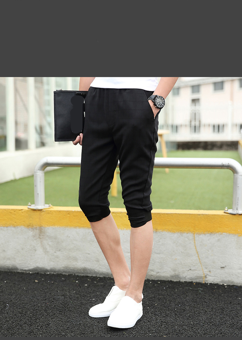 尊尚鸟 2016夏装新款亚麻七分裤男修身个性7分中裤休闲裤潮男短裤子