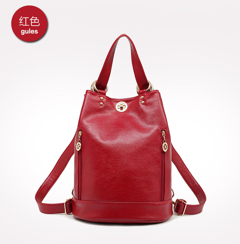 珍妮伯爵2016新款春夏女包手提单肩斜跨女包双肩包 酒红色