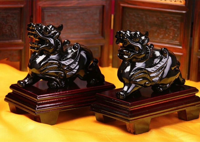 茂然开光天然黑曜石貔貅摆件 聚财阵家居客厅饰品办公室摆设 中号15