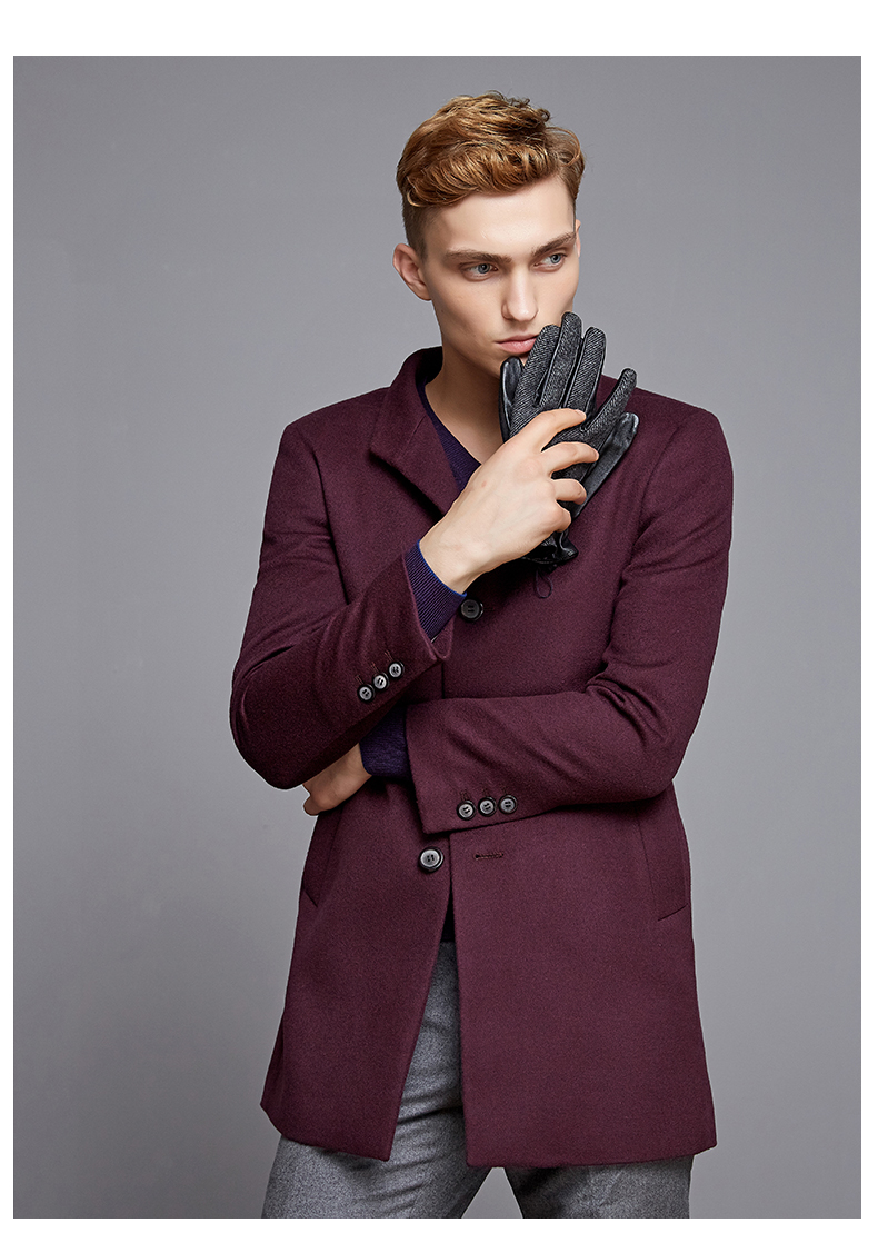 jodoll乔顿呢子大衣男单排扣百搭商务外套中长款山羊绒羊毛呢大衣深