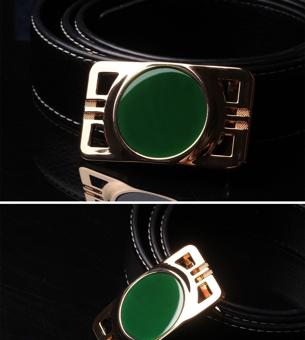 爵饰 和田玉碧玉腰带 玉石皮带 老坑菠菜绿碧玉圆形皮带带扣 珠宝首饰