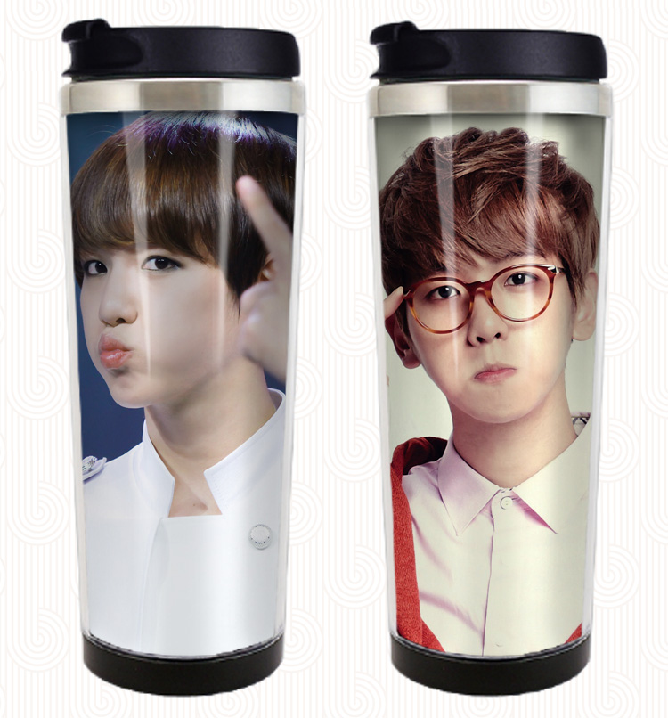 边伯贤杯子创意周边同款玻璃塑料可爱定制水杯exo应援杯学生礼物三辑