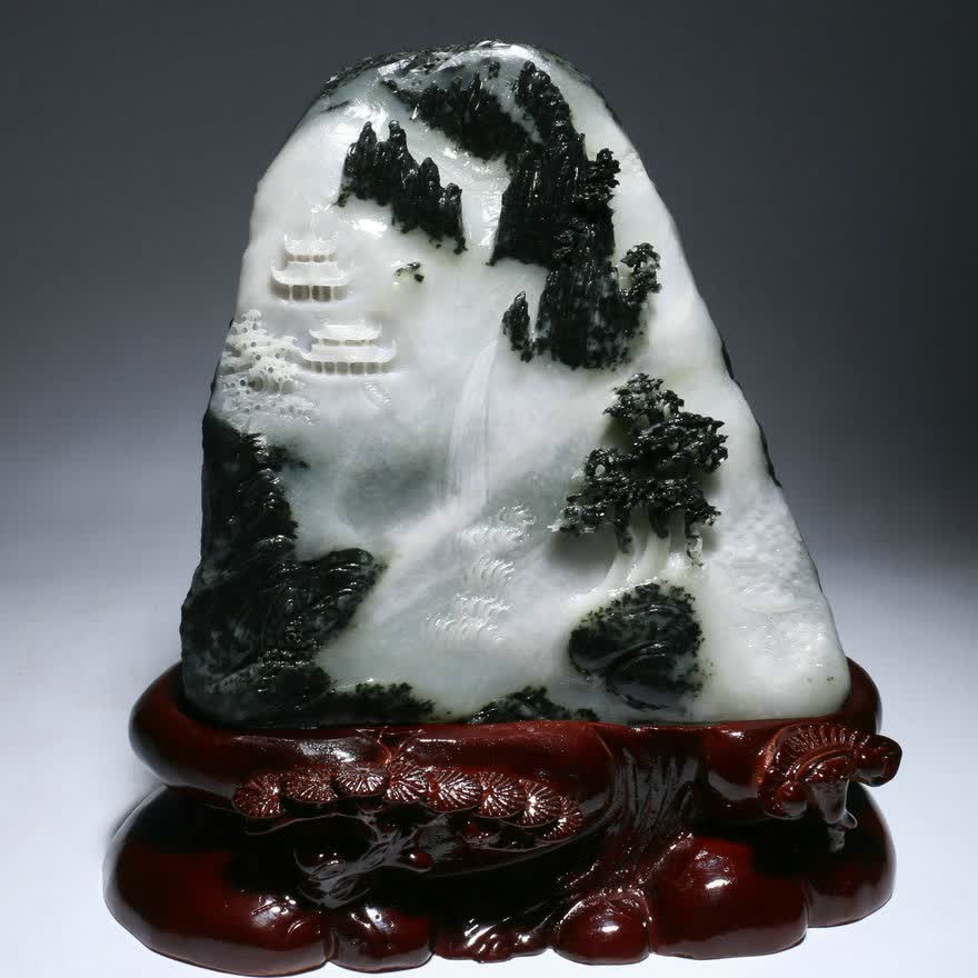 四大名玉 独山玉摆件 意境山水 9470g 【涵韵玉器】