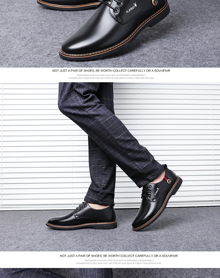花花公子 春季男士皮鞋(有加绒保暖)男鞋商务正装