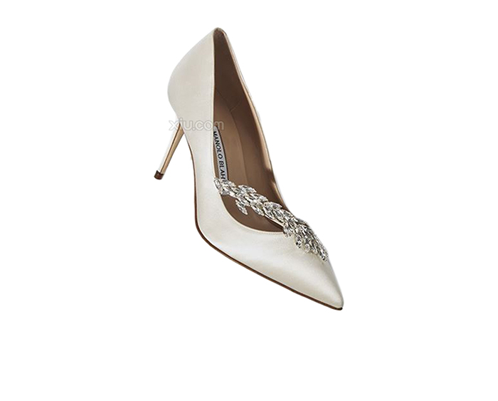 manolo blahnik nadira水晶缎面高跟鞋 白色 38.