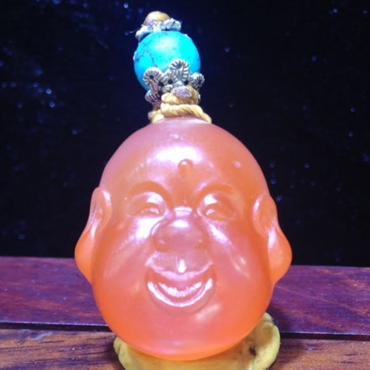 酷美人 南红玛瑙笑佛吊坠佛头挂件