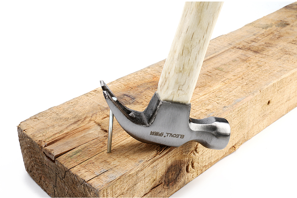 伊莱科(elecall)木柄羊角锤扁锤铁锤木工锤双叉拔钉起钉锤 铁榔头 木