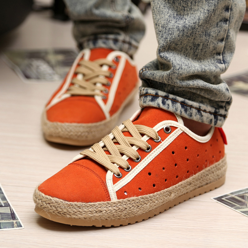 尚倍 镂空洞洞板鞋男夏季新品低帮透气休闲鞋学生时装潮鞋韩版草编鞋