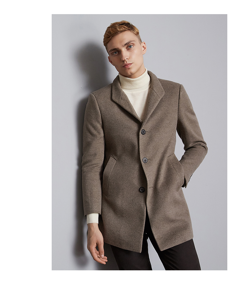jodoll乔顿呢子大衣男单排扣百搭商务外套中长款山羊绒羊毛呢大衣深